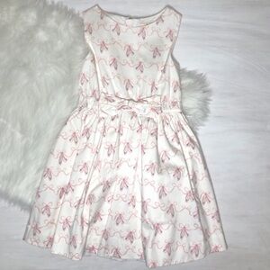 Kate spade girls sz 10 white dress pink ballet slippers bows pockets lined